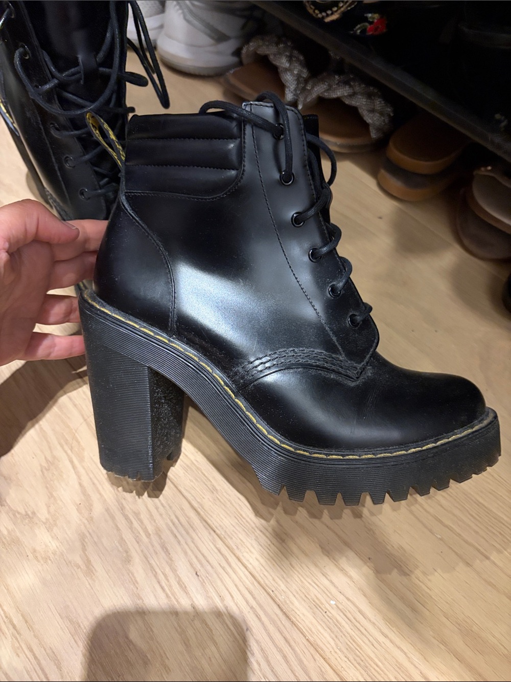 Dr. Martens Black Lug-Heel Lace-Up Boot